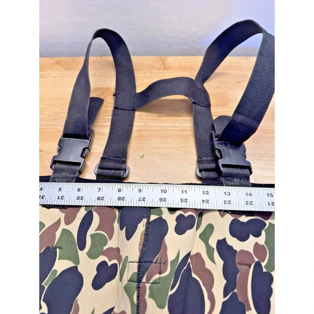 Vintage Upland Camo‎ Fishing Chest Waders Pants Bibs Size Large Neoprene
